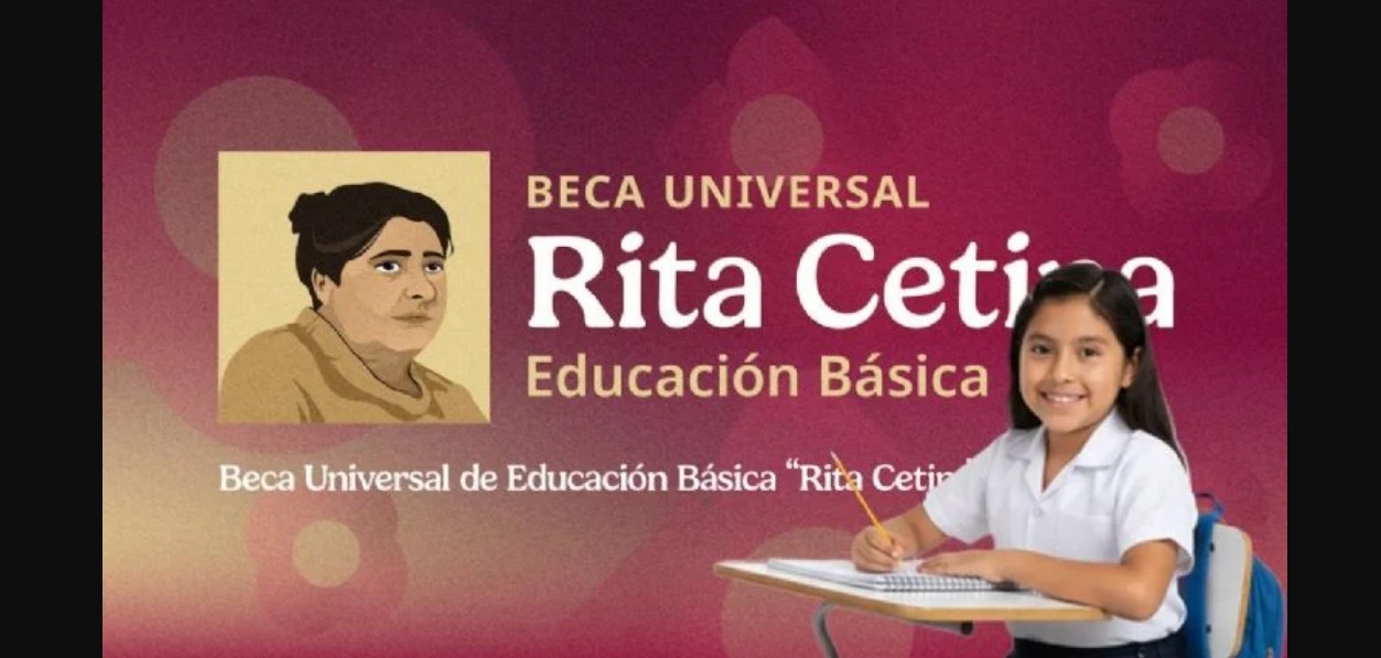 Estudiantes de primaria con información de la Beca Rita Cetina 2026.