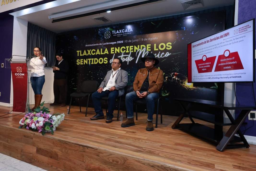 Funcionaria anuncia nuevas oficinas del INPI en Tlaxcala.