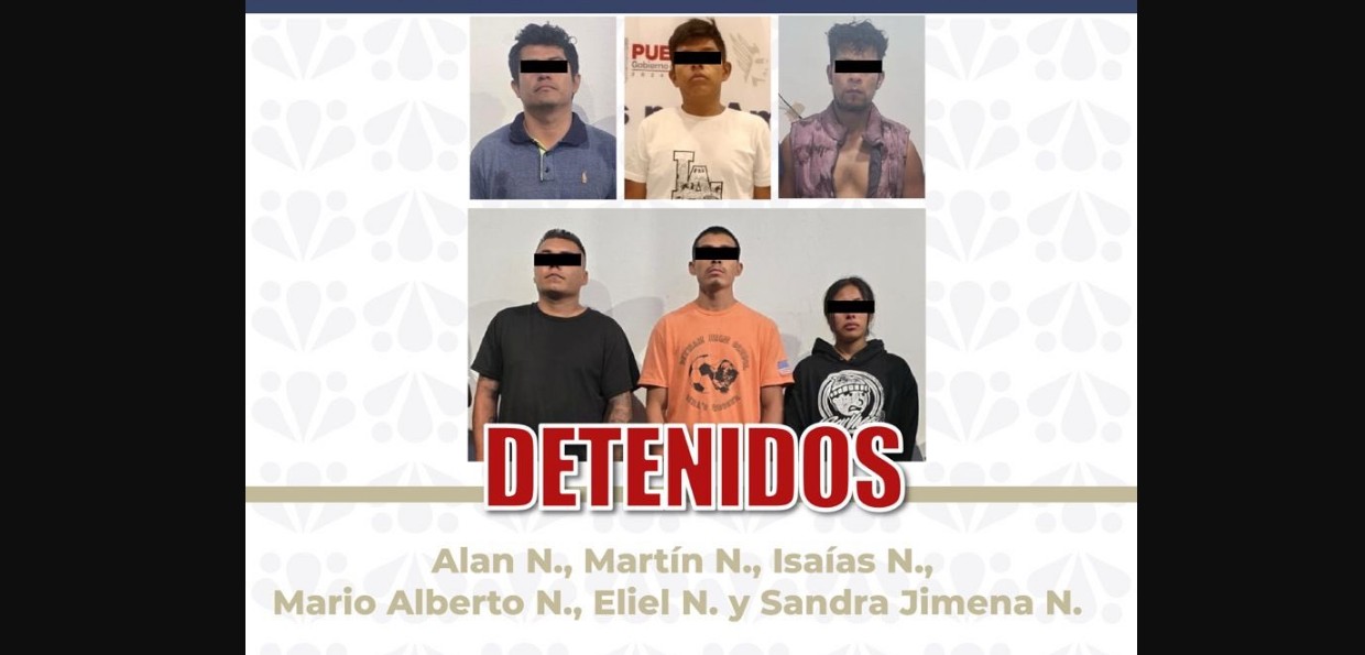 Personas detenidas durante operativos de seguridad en Puebla.