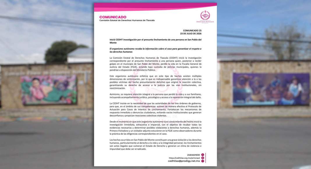 Personal de la CEDHT durante diligencias por un caso en Tlaxcala.
