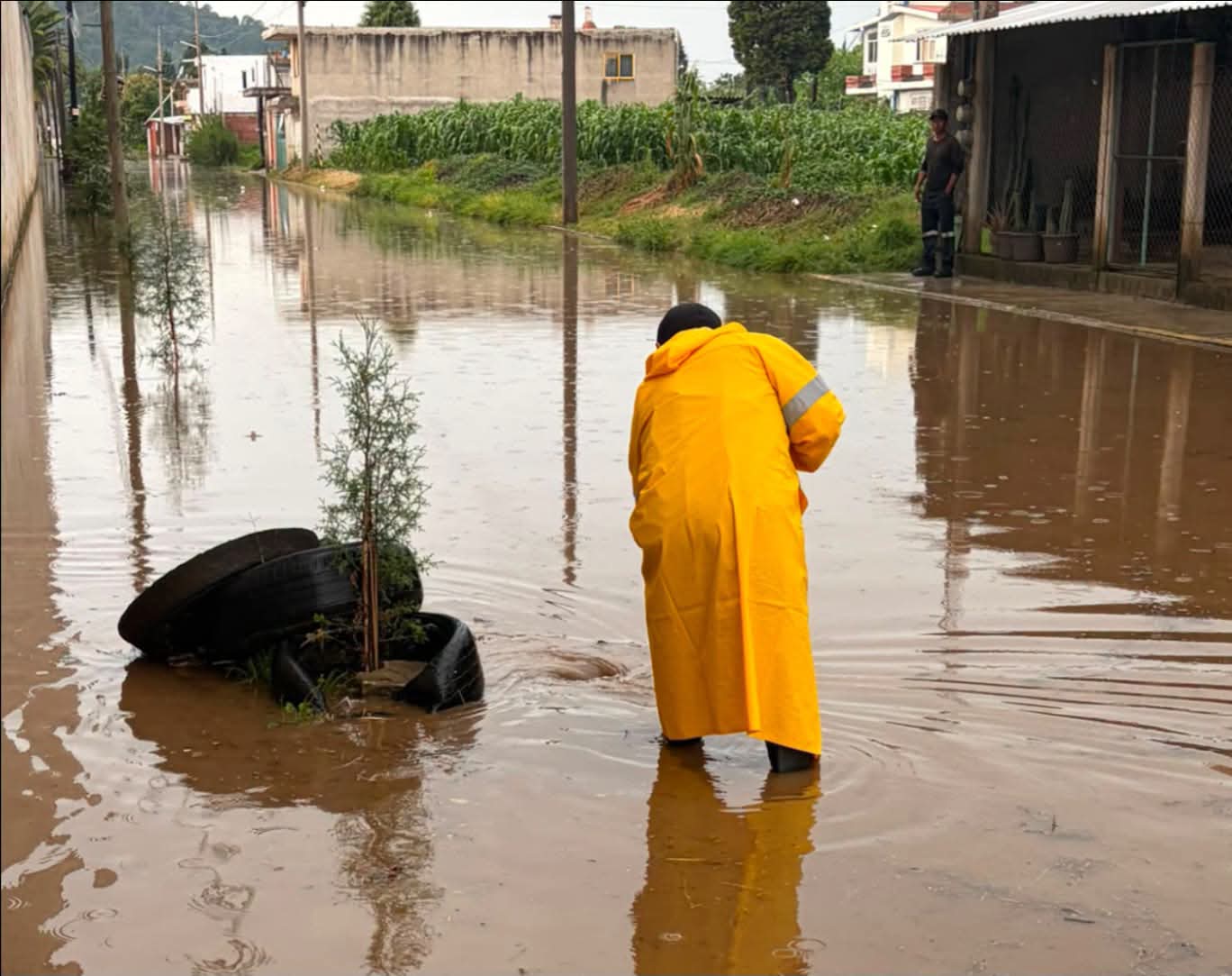 Torrencial lluvia activa Operativo Pluvia en San Pedro Cholula