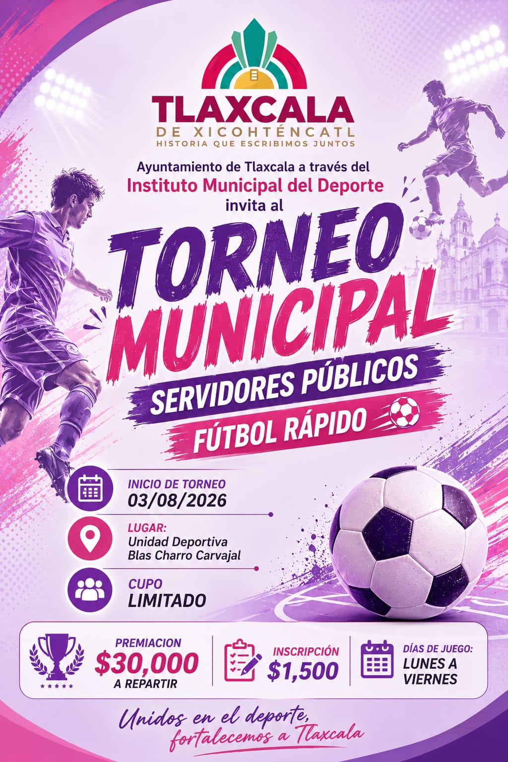 Servidores públicos participan en torneo de futbol rápido en Tlaxcala.