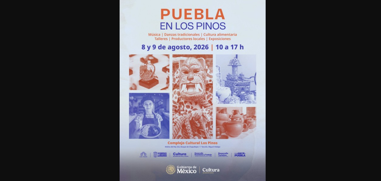 Festival cultural de Puebla con danzas y gastronomía en Los Pinos.