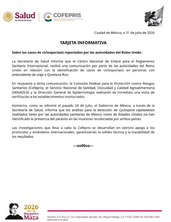 Autoridades sanitarias realizan investigación en Quintana Roo.