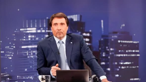 Eduardo Feinmann durante una transmisión de televisión.