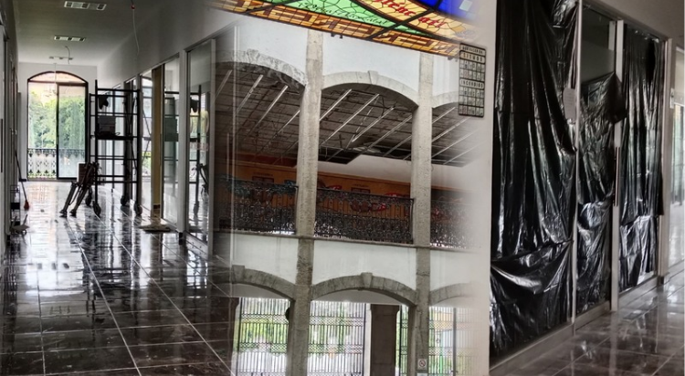 Trabajos de rehabilitación en el Congreso de Tlaxcala.