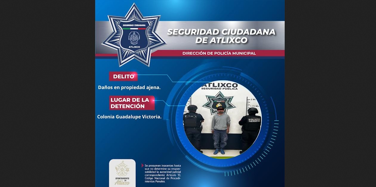 Patrulla municipal durante operativo en Atlixco
