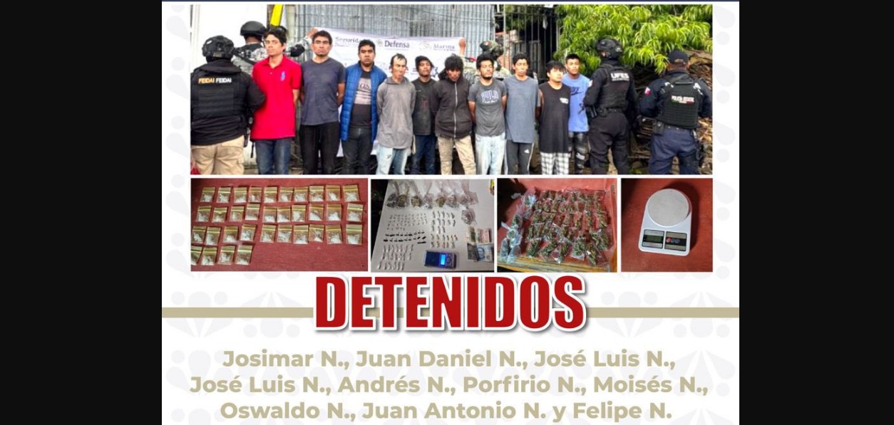 Autoridades realizan un operativo contra una banda de narcomenudeo en Puebla.