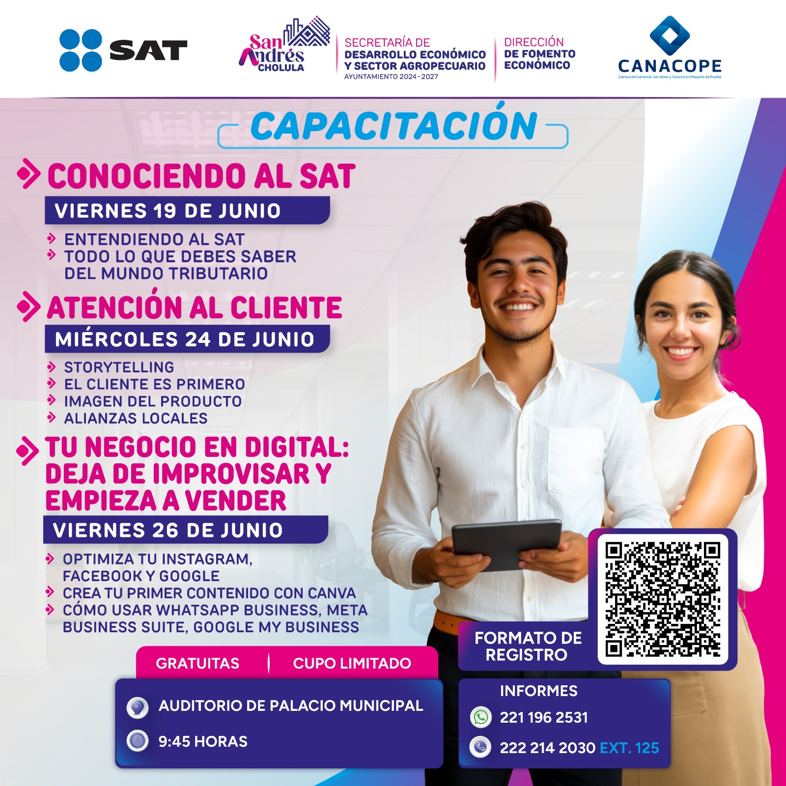 Capacitará Gobierno de San Andrés Cholula a emprendedores y empresas locales para el crecimiento de sus negocios