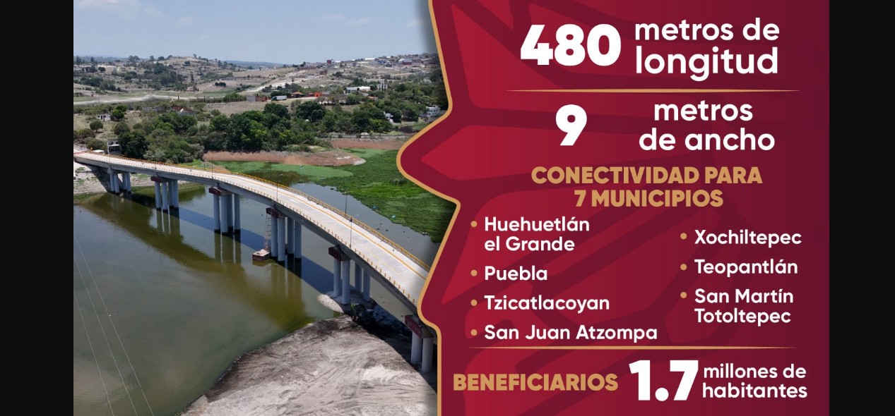 Puente de la Transformación abierto al tránsito en Puebla.