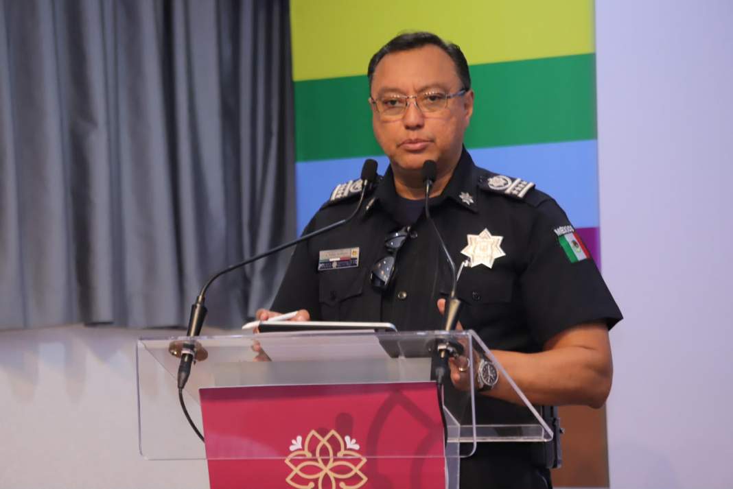 Elementos de seguridad durante operativo en Tlaxcala.