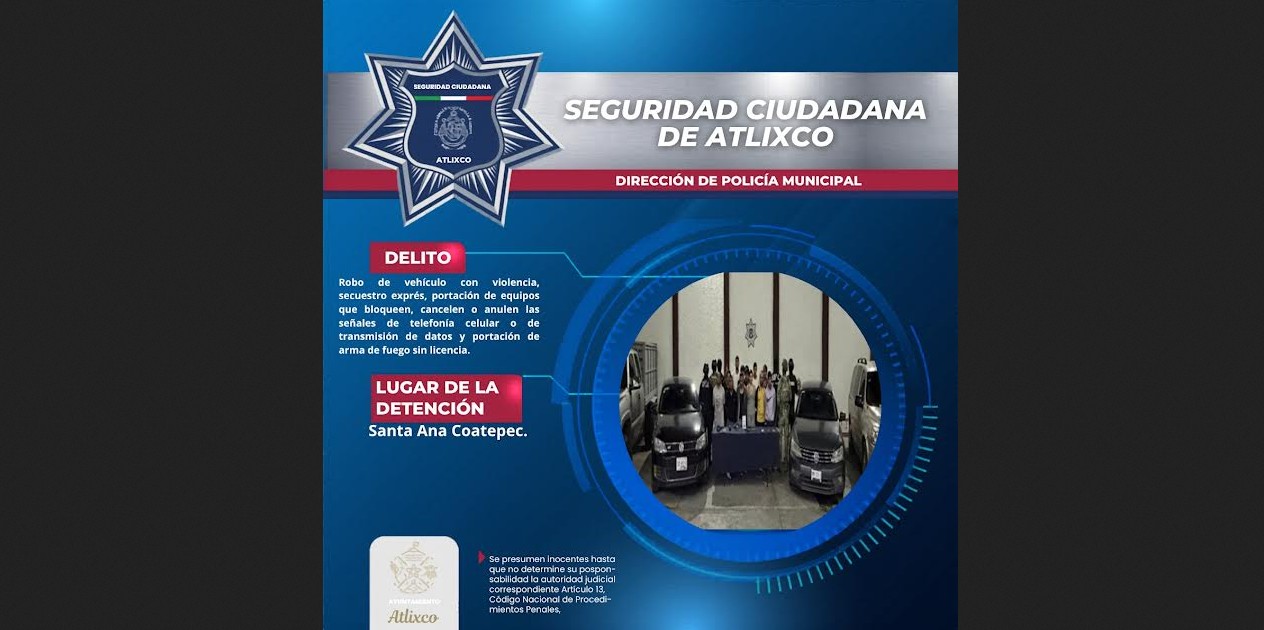Patrullas durante operativo de seguridad en Atlixco