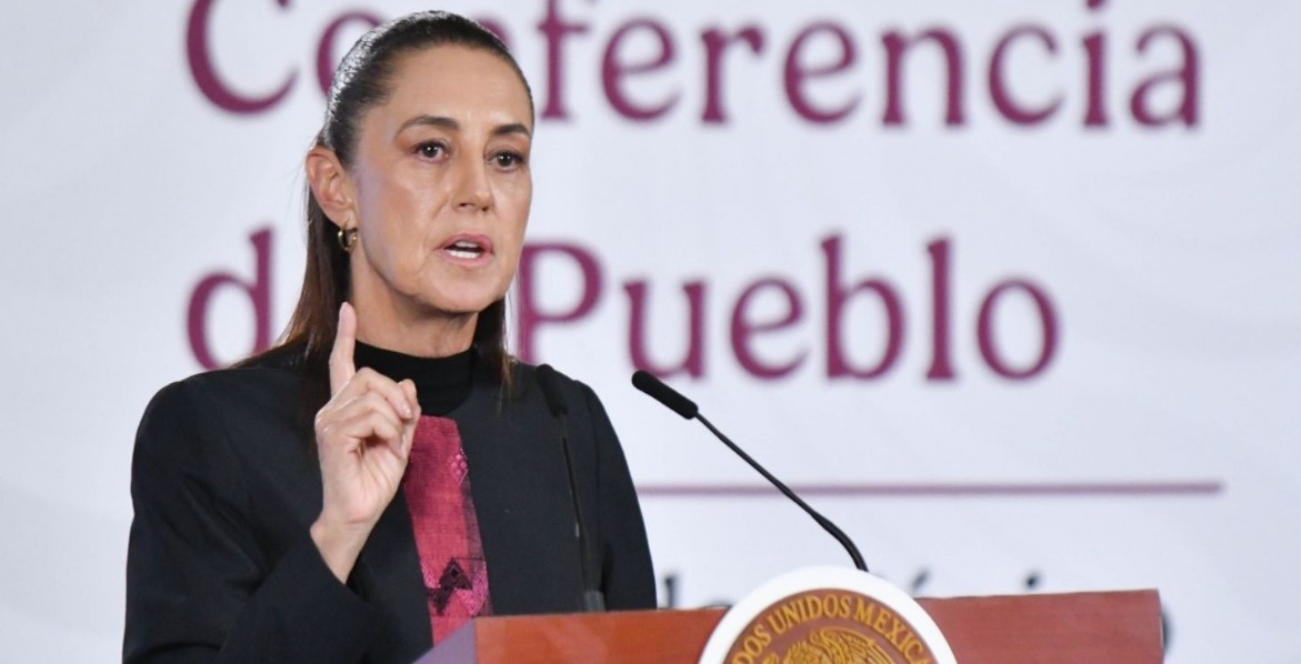 Claudia Sheinbaum durante conferencia en Palacio Nacional