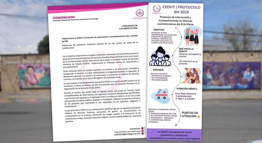 Tlaxcala activa protocolo especial para la marcha 8M con monitoreo internacional