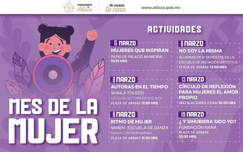 Festival Mujeres que Inspiran llenará de cultura y reflexión el 8M en Atlixco