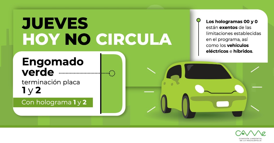Cómo aplica el Hoy No Circula este jueves en CDMX y Edomex