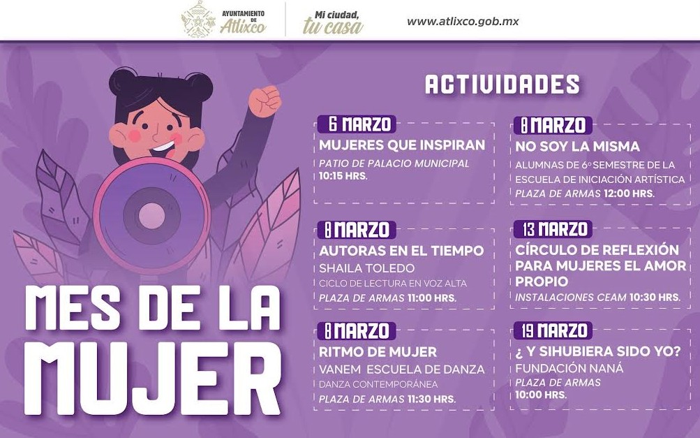 Actividades en Atlixco para conmemorar el Día Internacional de la Mujer