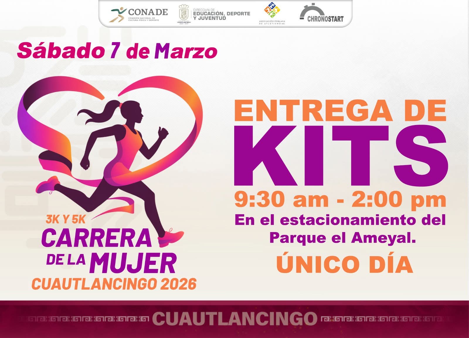 Cuautlancingo anuncia cierres viales por carrera del 8 de marzo