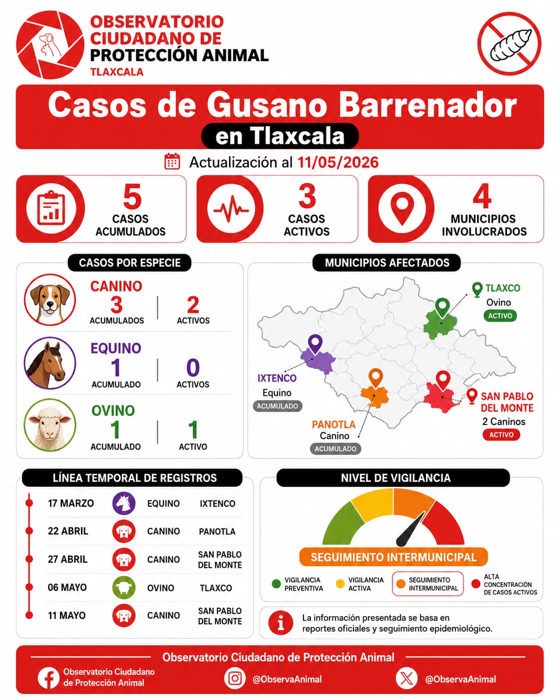Alerta en San Pablo del Monte por brote de gusano barrenador; suman 5 casos en Tlaxcala 