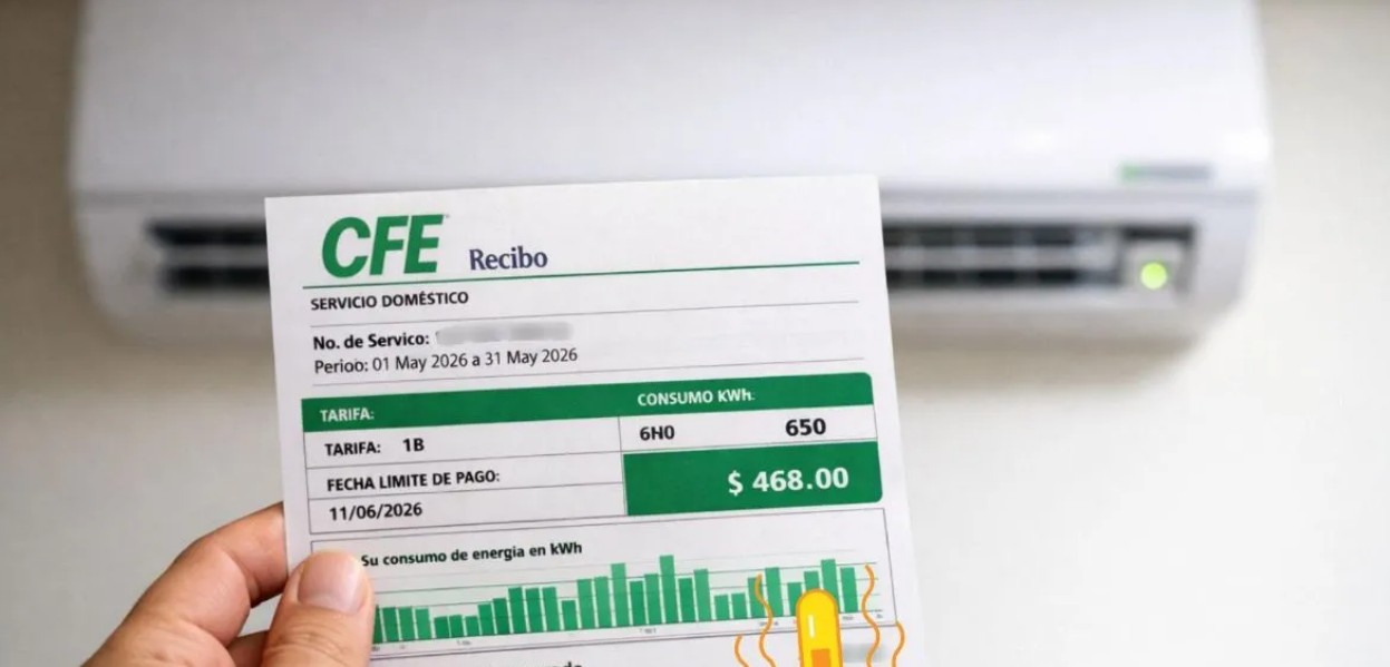 Recibo de luz de CFE durante temporada de calor.