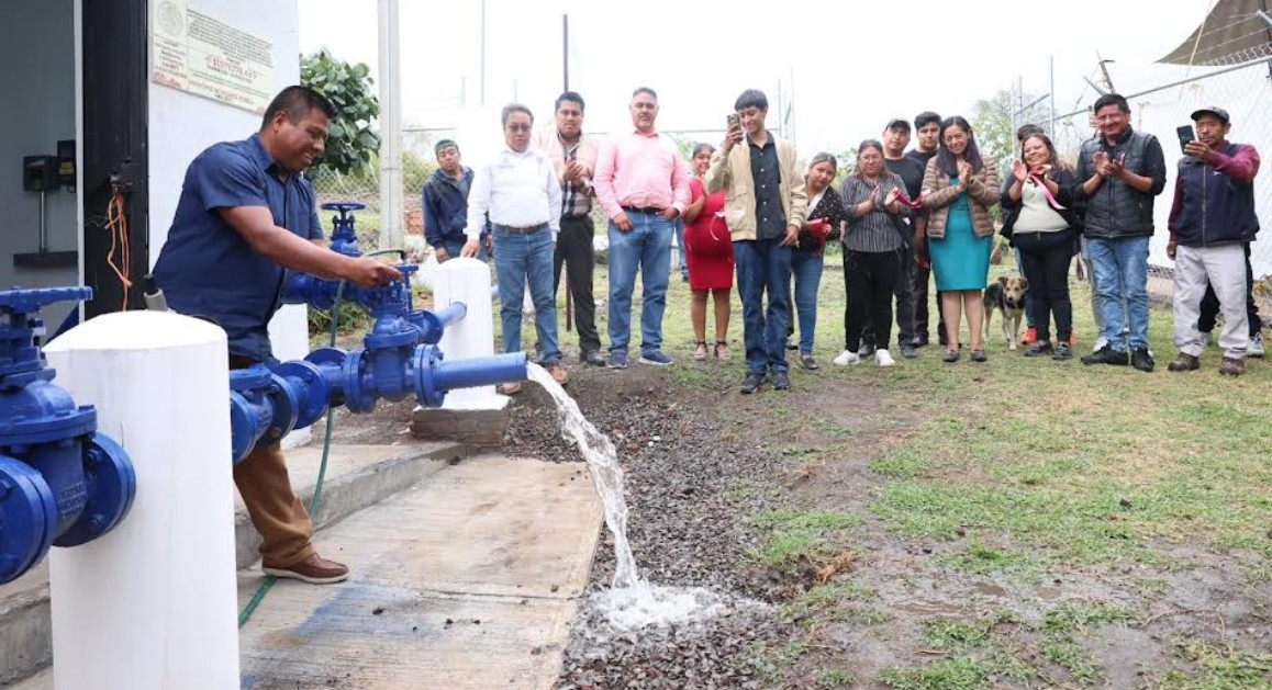 Ariadna Ayala durante inauguración de obra hidráulica en Atlixco