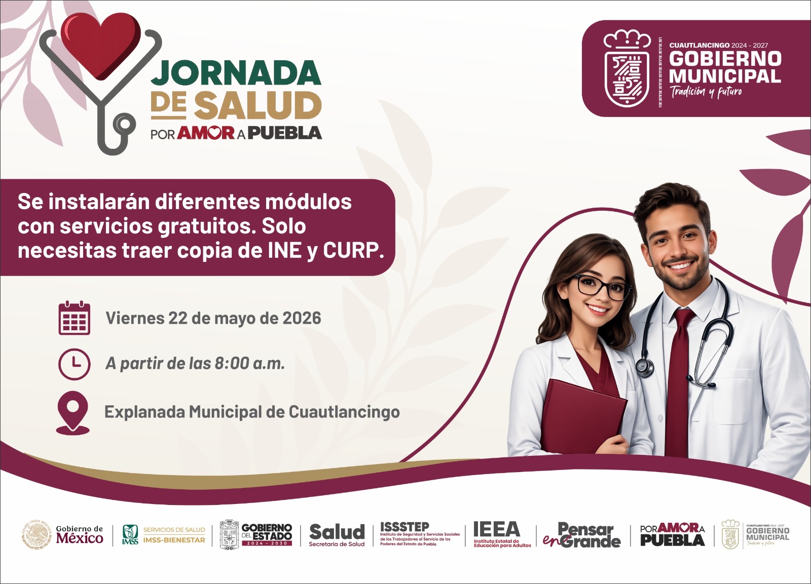 Cuautlancingo será sede de la Mega Jornada de Salud “Por Amor a Puebla”