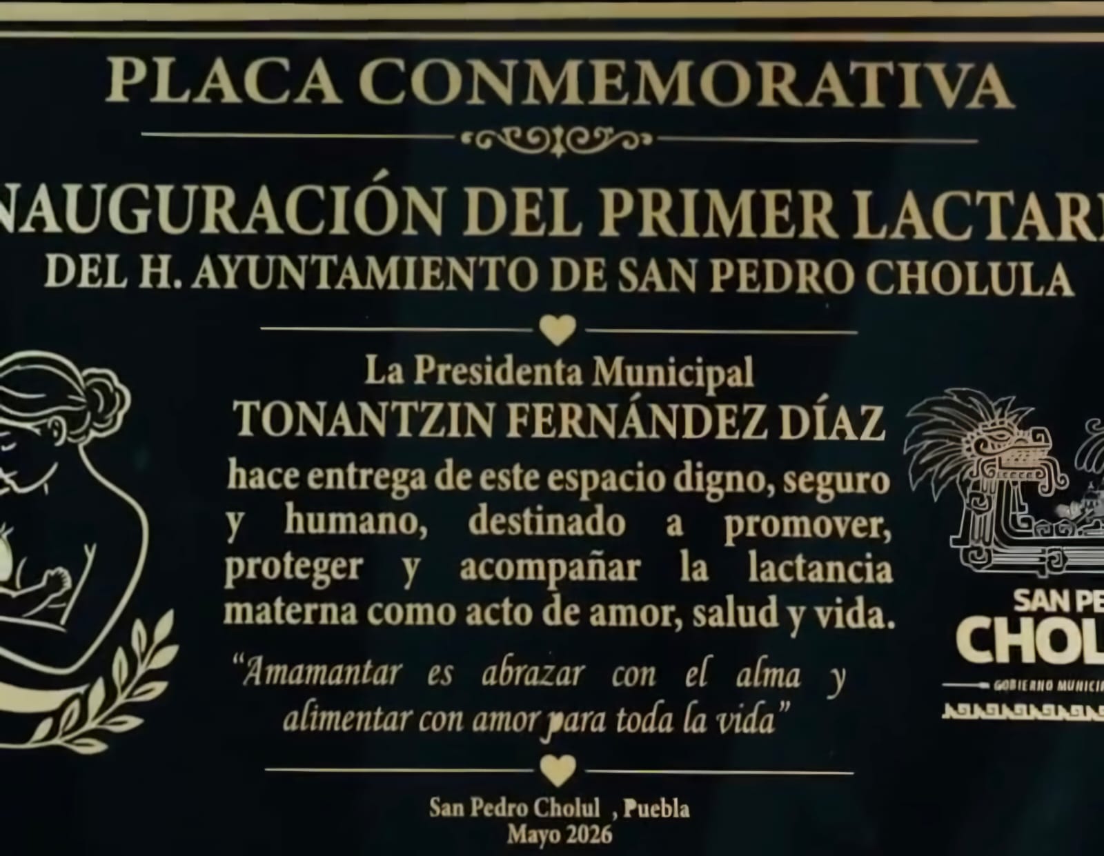 Inaugura Tonantzin Fernández primer lactario en la Presidencia Municipal de San Pedro Cholula