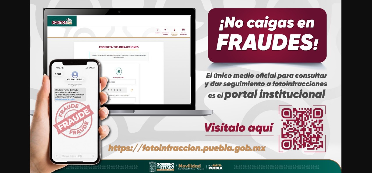 Mensaje falso de fotoinfracción en teléfono celular