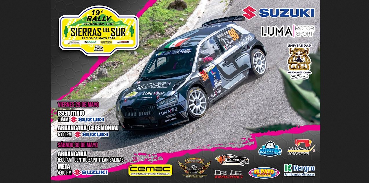 Autos de rally compitiendo en carreteras de Tehuacán