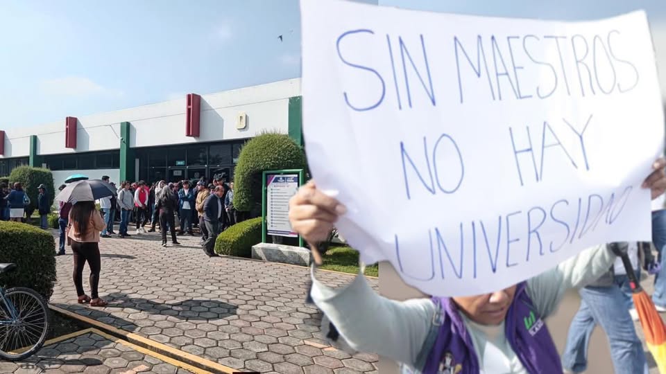 Estudiantes y docentes protestan afuera de la UTT