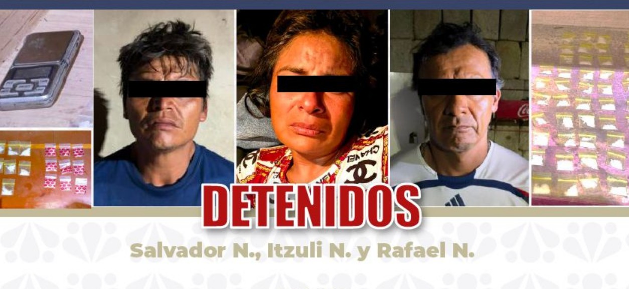 Elementos de seguridad durante operativo en Coxcatlán