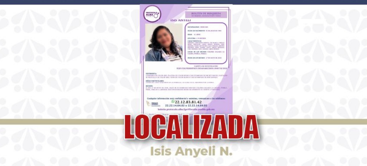 Conductora de plataforma localizada por autoridades en Puebla