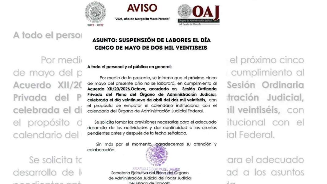 Edificio del Poder Judicial de Tlaxcala cerrado por días de descanso