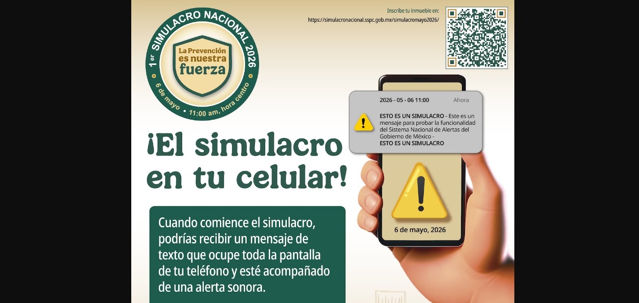 Personas evacuando durante simulacro sísmico en México