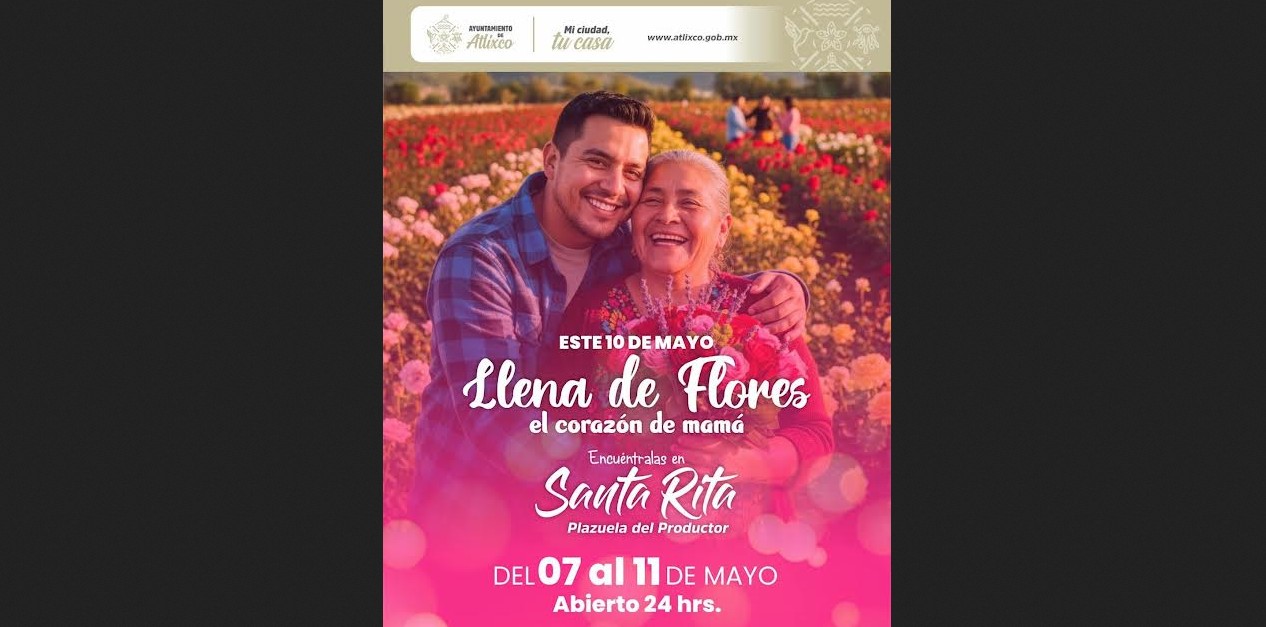 Venta de flores en Atlixco por el Día de las Madres