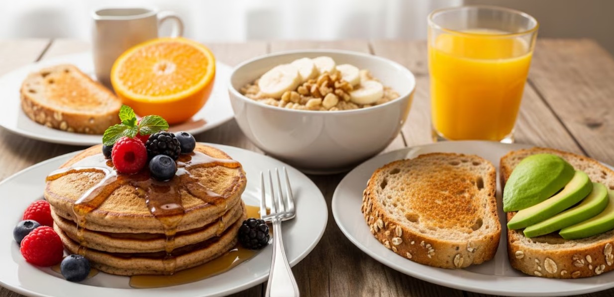 Plato con alimentos ricos en carbohidratos naturales