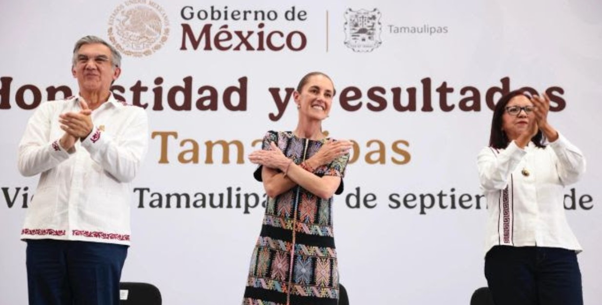 Claudia Sheinbaum durante un evento en Tamaulipas