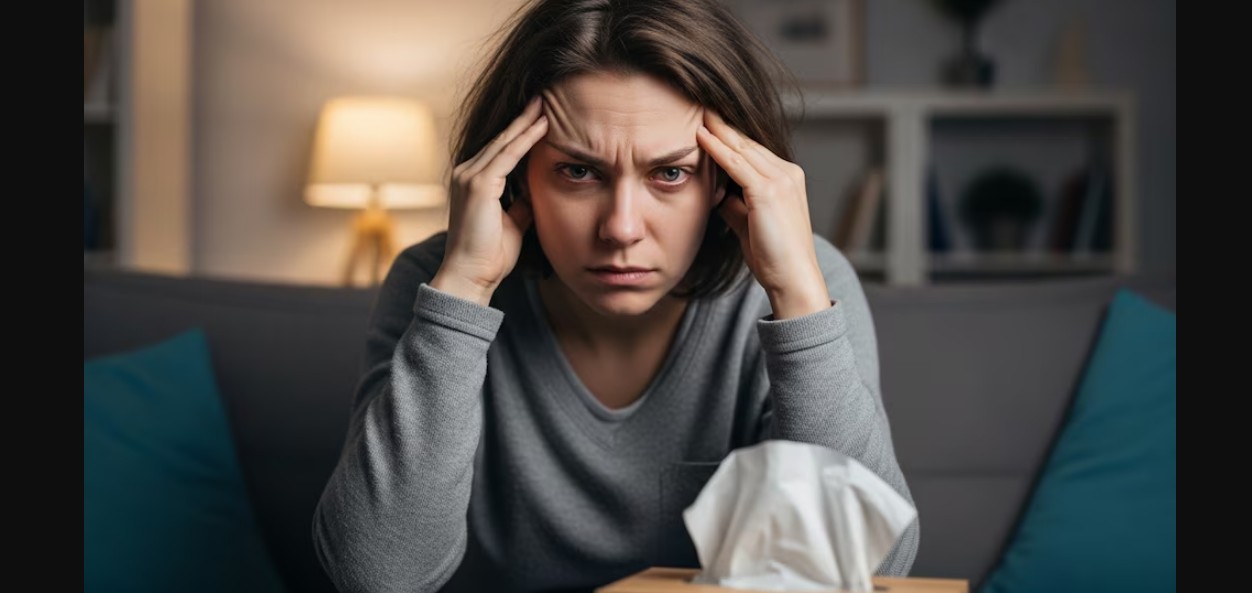 Mujer con síntomas de estrés