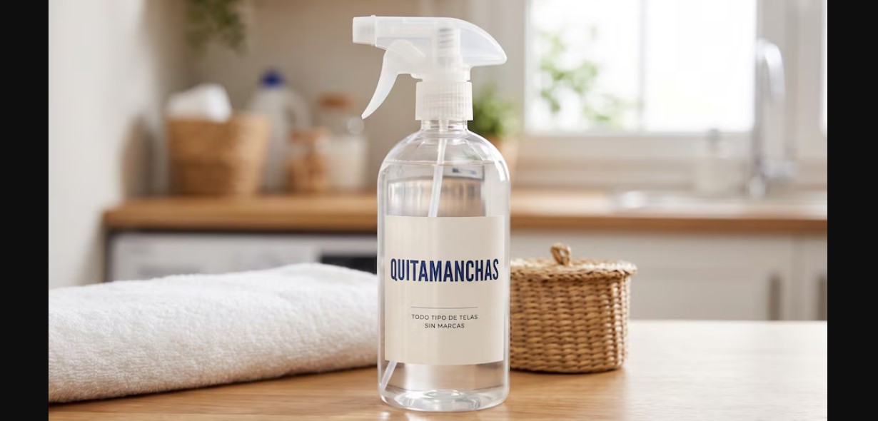 Botellas de blanqueador y quitamanchas.
