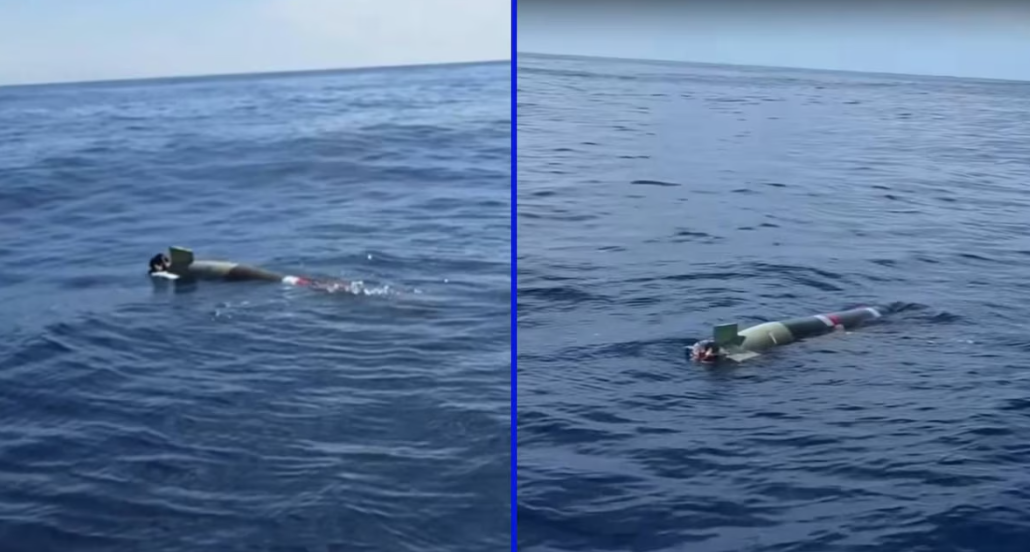 Pescadores encuentran un aparente torpedo flotando en el mar de Ensenada.