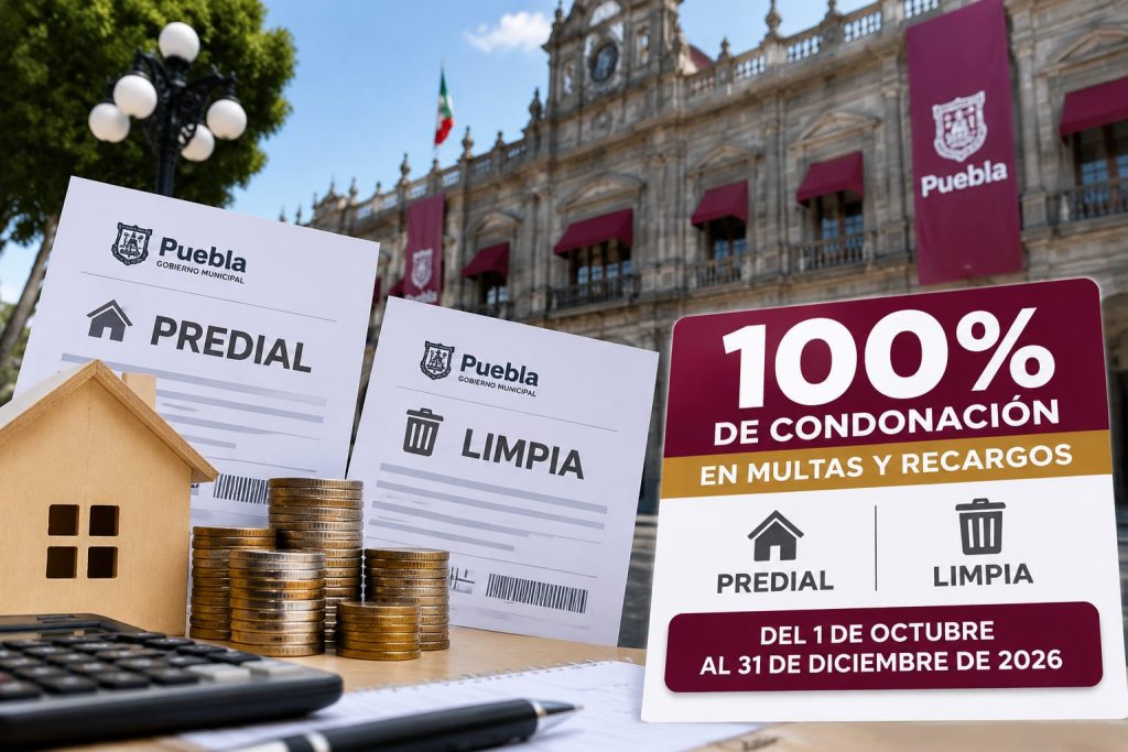 Puebla permitirá adelantar Predial 2027 desde octubre y perdonará multas y recargos