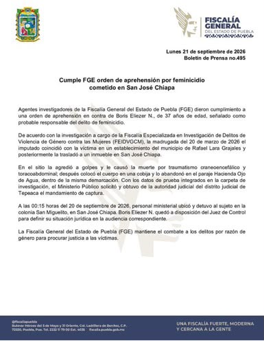 Cae señalado por feminicidio tras seis meses