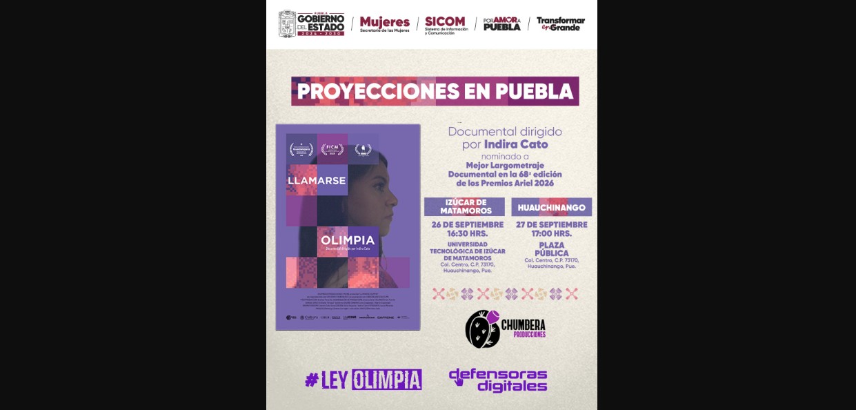 Proyección del documental Llamarse Olimpia en Puebla
