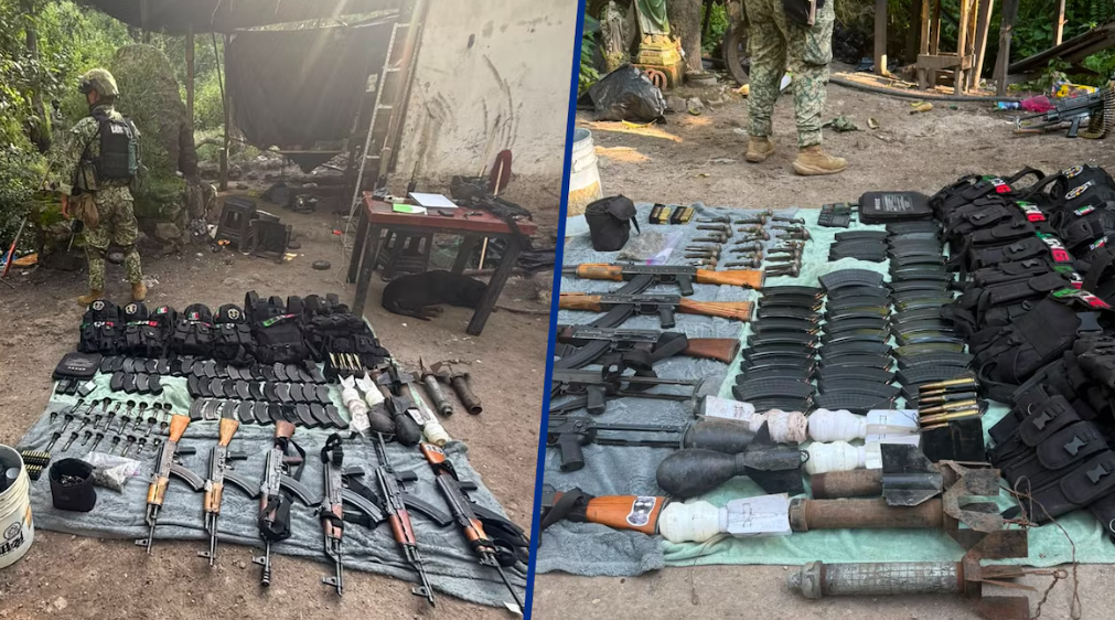Explosivos asegurados en un campamento de Jalisco