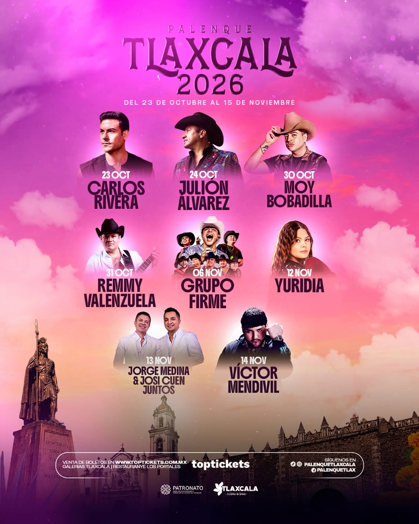 Revelan la cartelera oficial del Palenque Tlaxcala 2026: Música, expectativas y boletos listos