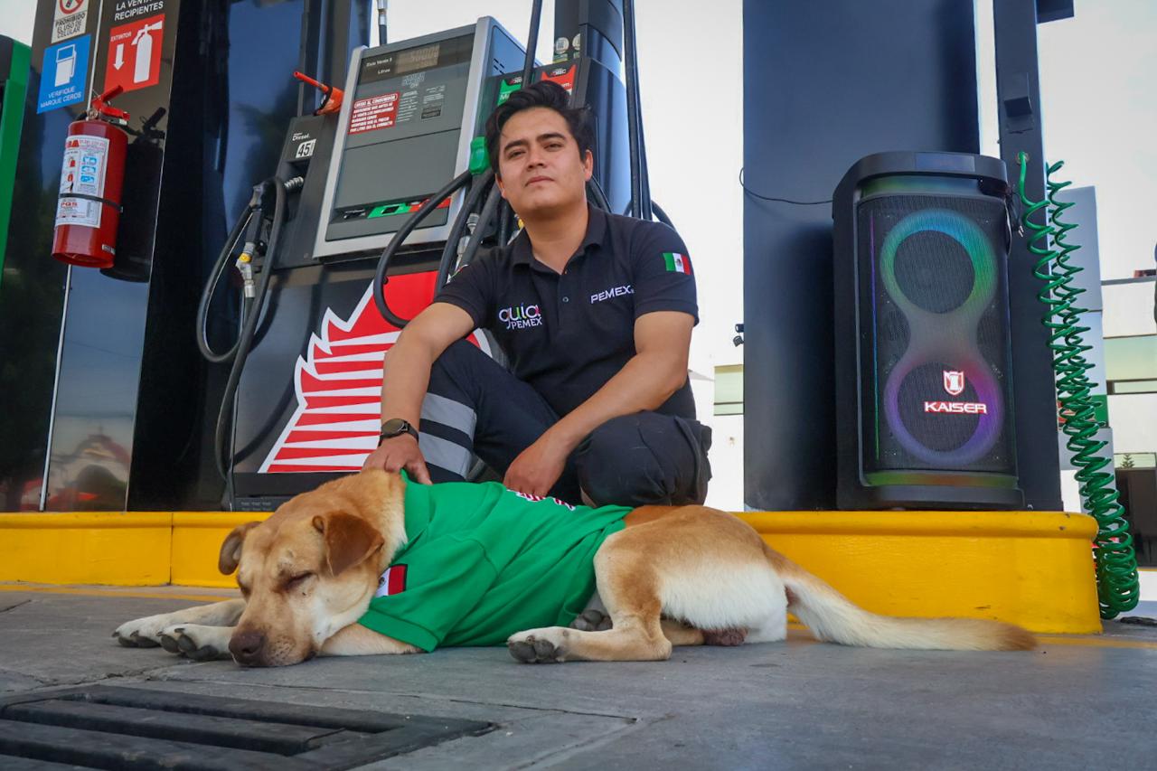 ¡De extraviado a empleado del mes! La historia de "Wero", el perrito gasolinero que unió a Tlaxcala