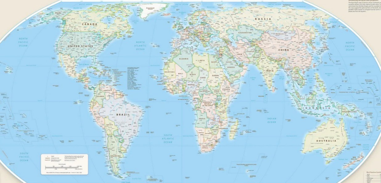 Mapa mundial con continentes