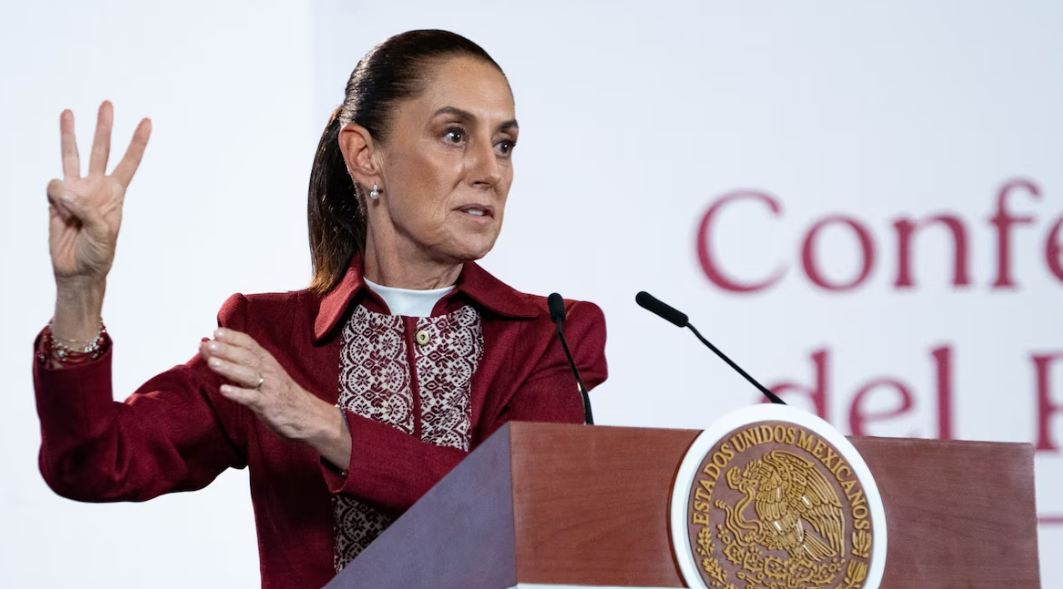 Claudia Sheinbaum durante una conferencia sobre seguridad en México.