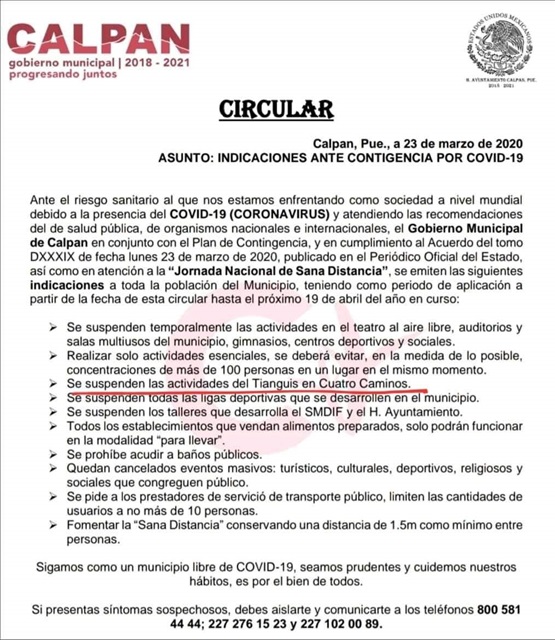 Exigen en San Andrés Calpan prohibir tianguis ganadero por Coronavirus 