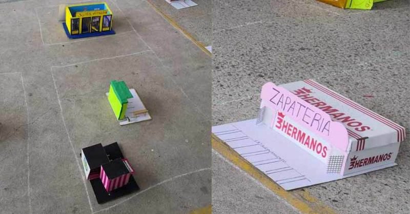 Niño de primaria hace maqueta con una caja de zapatos; empresa lo busca